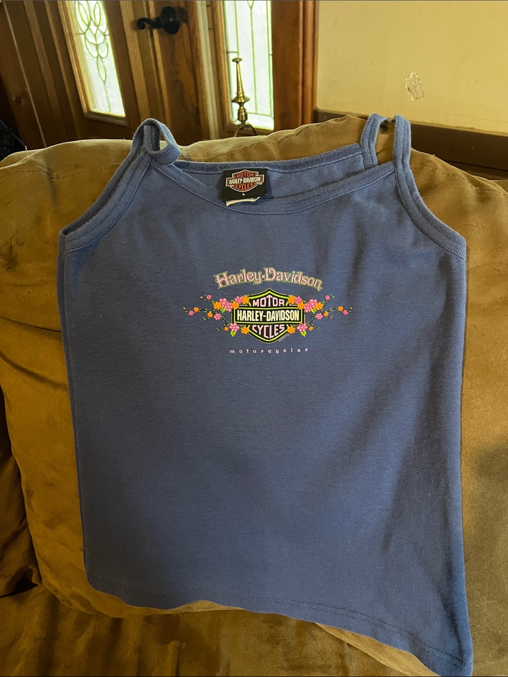 Harley-Davidson Blue Floral Logo Tank Top